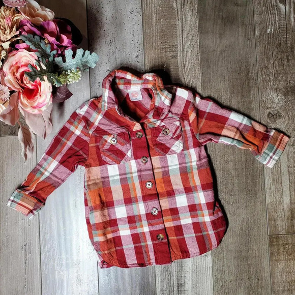 wonder nation nwot flannel long sleeve buttondown 12m - Picture 1 of 14